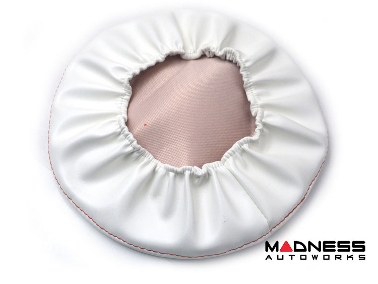 FIAT 500 Headrest Cover Set - Front - White - 500 Logo w/ Italian Color Theme